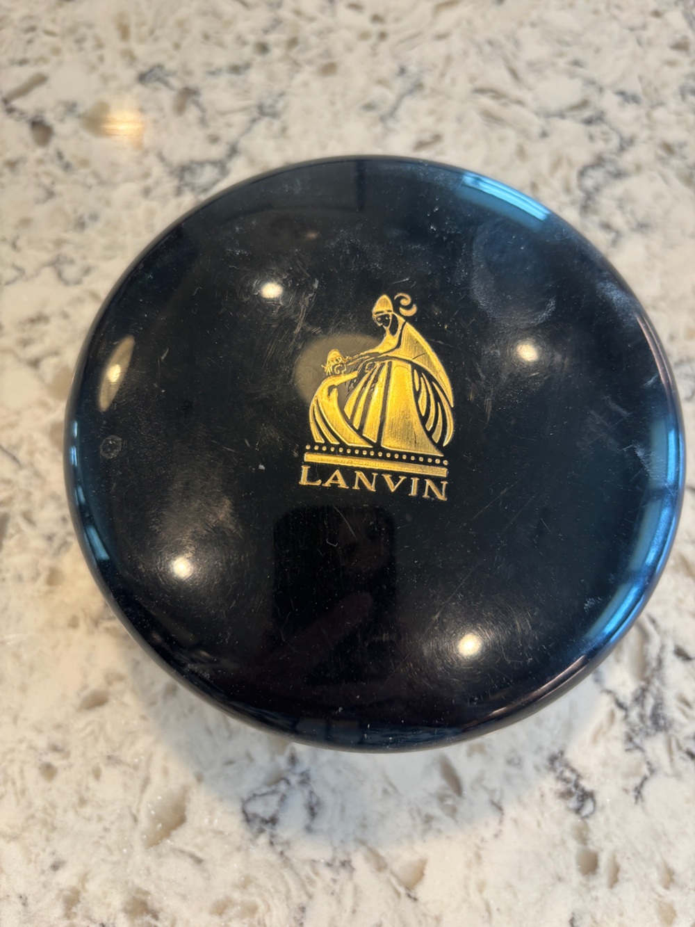 Lanvin My Sin Dusting Powder Black Round Container 9 oz Puff Parfums Vintage